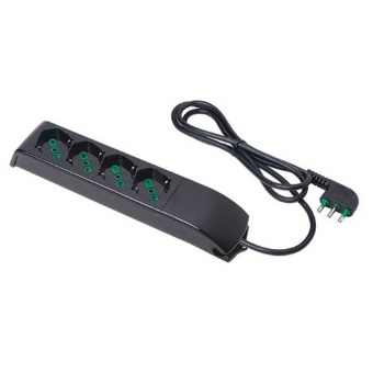 Presa 4 posti pluristandard con cavo e spina 16 A Nera