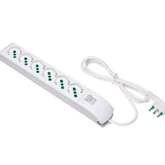 Presa 6 posti pluristandard con cavo e spina 16 A - Interruttore luminoso